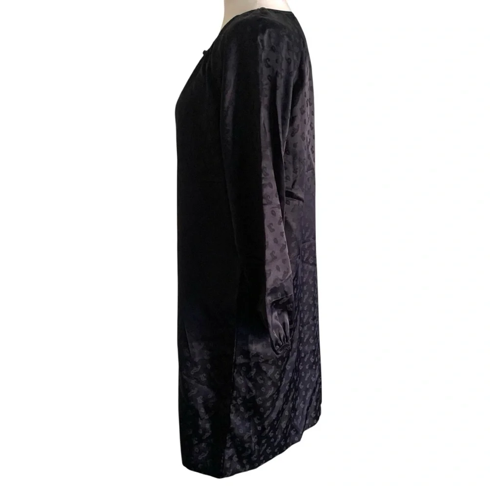 NWT J Crew Size 6 Deep Blue Satin Paisley Print Long Sleeve Dress